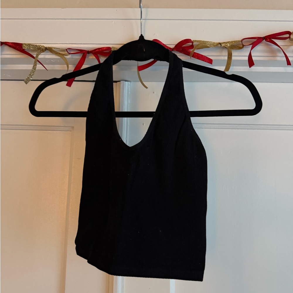 Black Halter Neck Women's Top
